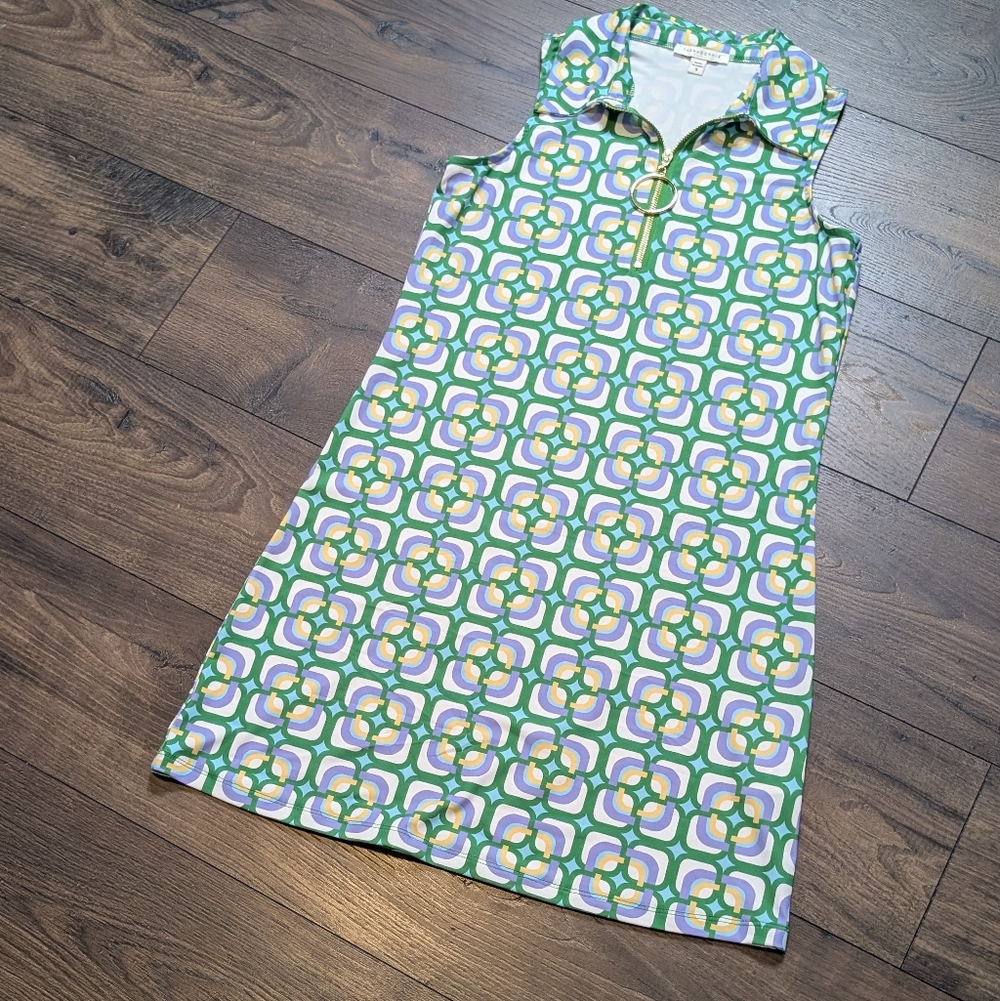 Tash and Sophie 60s Retro Sleeveless Geometric Mini Dress Size Small